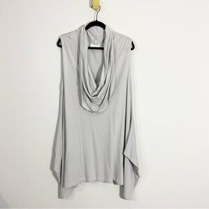Bryn Walker Gray Cowl Neck Sleeveless Lagenlook Draped Tunic Top